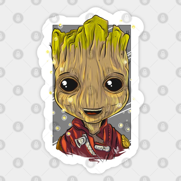 Pop Culture Caricature #9 - Groot Sticker by yazgar